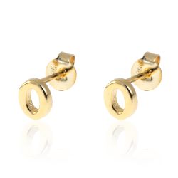 Pendientes Plata Dorada Mujer PE00457DOO Letra O 6mm