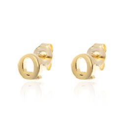 Pendientes Plata Dorada Mujer PE00457DOQ Letra Q 6mm