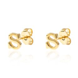Pendientes Plata Dorada Mujer PE00457DOS Letra S 6mm