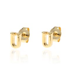 Pendientes Plata Dorada Mujer PE00457DOU Letra U 6mm