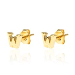 Pendientes Plata Dorada Mujer PE00457DOW Letra W 6mm