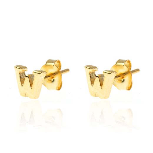 Pendientes Plata Dorada Mujer PE00457DOW Letra W 6mm