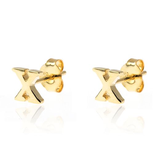 Pendientes Plata Dorada Mujer PE00457DOX Letra X 6mm