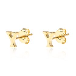 Pendientes Plata Dorada Mujer PE00457DOY Letra Y 6mm