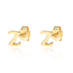 Pendientes Plata Dorada Mujer PE00457DOZ Letra Z 6mm