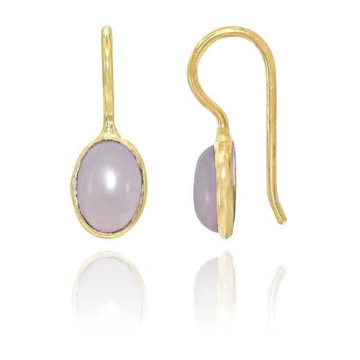 Pendientes Plata Dorada Mujer PEM0001DOCR Piedras Minerales Cuarzo Rosa