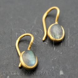 Pendientes Plata Dorada Mujer PEM0001DOLA Piedras Minerales Labradorita