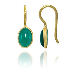 Pendientes Plata Dorada Mujer PEM0001DOOV Piedras Minerales Onix Verde