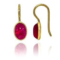 Pendientes Plata Dorada Mujer PEM0001DORU Piedras Minerales Rubí