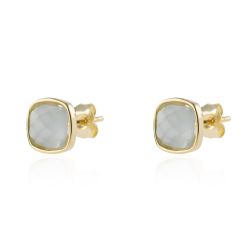 Pendientes Plata Dorada Mujer PEM0002DOCA Piedras Minerales Calcedonia