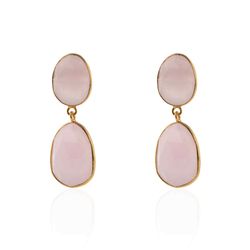 Pendientes Plata Dorada Mujer PEM0003DOCH Colgante Piedras Minerales Cuarzo Ahumado