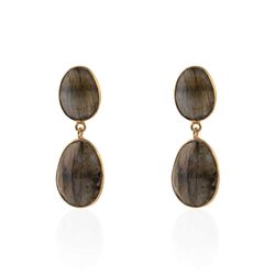 Pendientes Plata Dorada Mujer PEM0003DOLA Colgante Piedras Minerales Labradorita