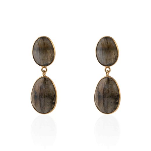 Pendientes Plata Dorada Mujer PEM0003DOLA32 Colgante Piedras Minerales Labradorita