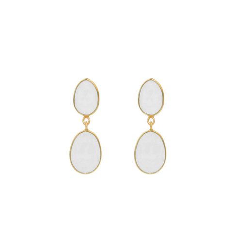 Pendientes Plata Dorada Mujer PEM0003DOPL Colgante Piedras Minerales Piedra Luna
