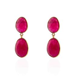 Pendientes Plata Dorada Mujer PEM0003DORU32 Colgante Piedras Minerales Rubí