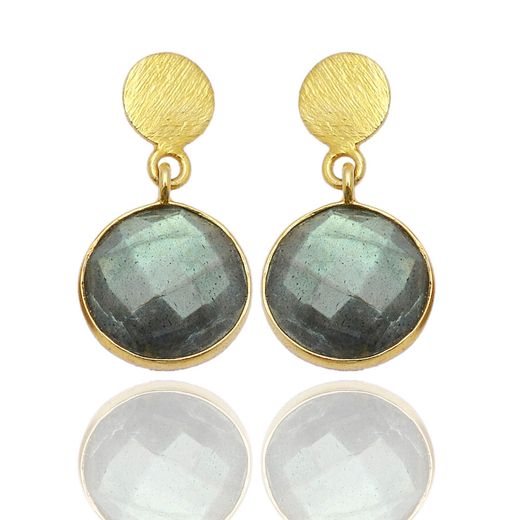 Pendientes Plata Dorada Mujer PEM0004DOLA Colgante Piedras Minerales Labradorita