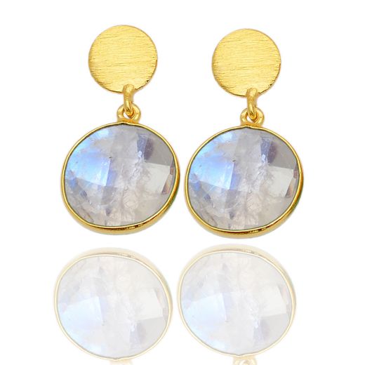 Pendientes Plata Dorada Mujer PEM0004DOPL Colgante Piedras Minerales Piedra Luna