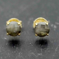 Pendientes Plata Dorada Mujer PEM0016DOLA Piedras Minerales Labradorita