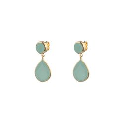 Pendientes Plata Dorada Mujer PEM0020DOCA Colgante Piedras Minerales Calcedonia