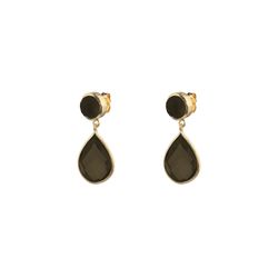 Pendientes Plata Dorada Mujer PEM0020DOCH Colgante Piedras Minerales Cuarzo Ahumado