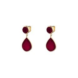 Pendientes Plata Dorada Mujer PEM0020DORU Colgante Piedras Minerales Rubí