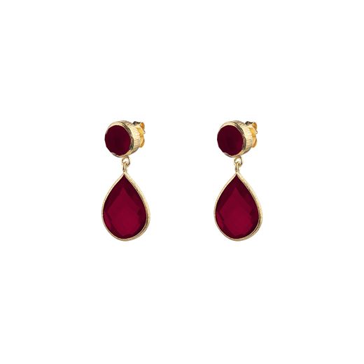 Pendientes Plata Dorada Mujer PEM0020DORU Colgante Piedras Minerales Rubí