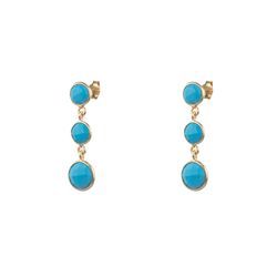 Pendientes Plata Dorada Mujer PEM0022DOTU Colgante Piedras Minerales Turquesa