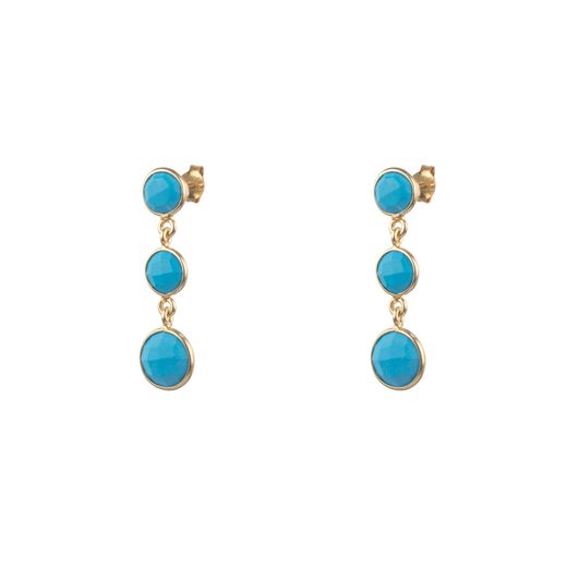 Pendientes Plata Dorada Mujer PEM0022DOTU Colgante Piedras Minerales Turquesa