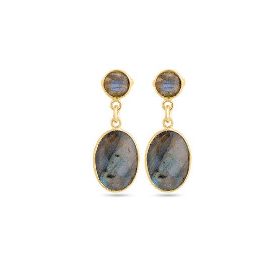 Pendientes Plata Dorada Mujer PEM0023DOLA Colgante Piedras Minerales Labradorita