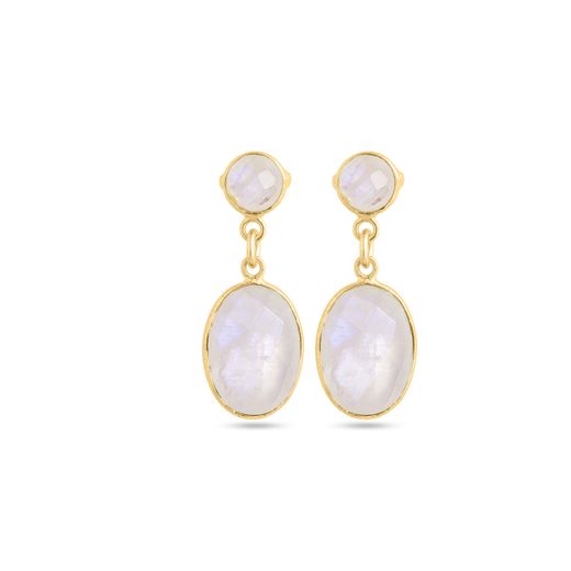 Pendientes Plata Dorada Mujer PEM0023DOPL Colgante Piedras Minerales Piedra Luna