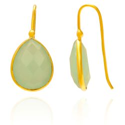 Pendientes Plata Dorada Mujer PEM0024DOCA Piedras Minerales Calcedonia