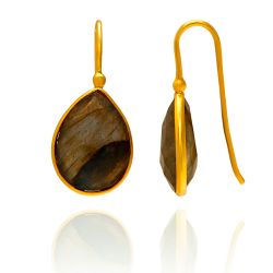 Pendientes Plata Dorada Mujer PEM0024DOLA Piedras Minerales Labradorita