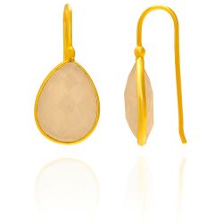 Pendientes Plata Dorada Mujer PEM0024DOPL Piedras Minerales Piedra Luna