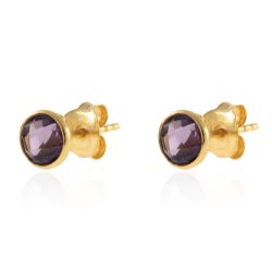Pendientes Plata Dorada Mujer PEM0030DOAM Piedras Minerales Amatista