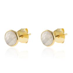 Pendientes Plata Dorada Mujer PEM0030DOPL Piedras Minerales Piedra Luna