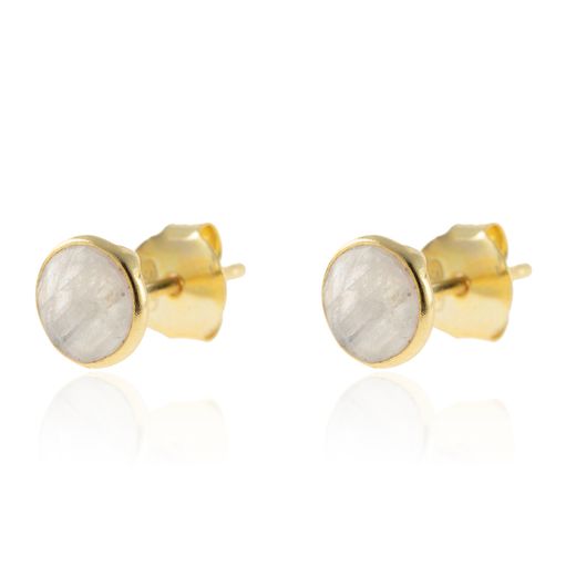 Pendientes Plata Dorada Mujer PEM0030DOPL Piedras Minerales Piedra Luna