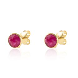 Pendientes Plata Dorada Mujer PEM0030DORU Piedras Minerales Rubí