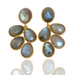 Pendientes Plata Dorada Mujer PEM0037DOLA Piedras Minerales Labradorita