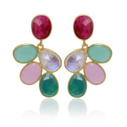 Pendientes Plata Dorada Mujer PEM0037DOVA Piedras Minerales Varias