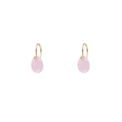 Pendientes Plata Dorada Mujer PEM0039DOCR Piedras Minerales Cuarzo Rosa