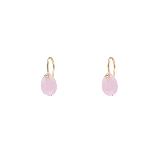Pendientes Plata Dorada Mujer PEM0039DOCR Piedras Minerales Cuarzo Rosa
