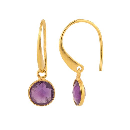 Pendientes Plata Dorada Mujer PEM0041DOAM Piedras Minerales Amatista