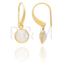 Pendientes Plata Dorada Mujer PEM0041DOOX Piedras Minerales Onix Negro