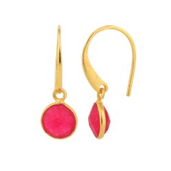 Pendientes Plata Dorada Mujer PEM0041DORU Piedras Minerales Rubí