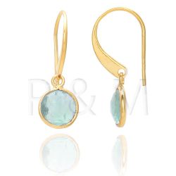 Pendientes Plata Dorada Mujer PEM0041DOTA Piedras Minerales Topacio Azul