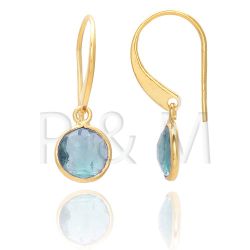 Pendientes Plata Dorada Mujer PEM0041DOTG Piedras Minerales Topacio Verde