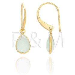Pendientes Plata Dorada Mujer PEM0042DOTG Lagrima Piedras Minerales Glass Blue