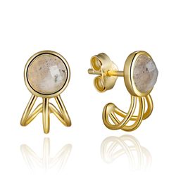 Pendientes Plata Dorada Mujer PEM0045DOLA Piedras Minerales Labradorita