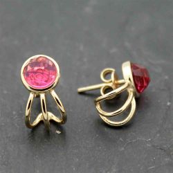 Pendientes Plata Dorada Mujer PEM0045DORU Piedras Minerales Rubí