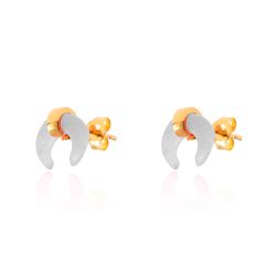 Pendientes Plata Dorada Mujer PEM0048DOPL Cuerno Piedras Minerales Piedra Luna